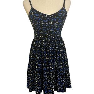 100% Silk Amanda Uprichard Flowy Leopard Pattern Mini Dress Size P/XS